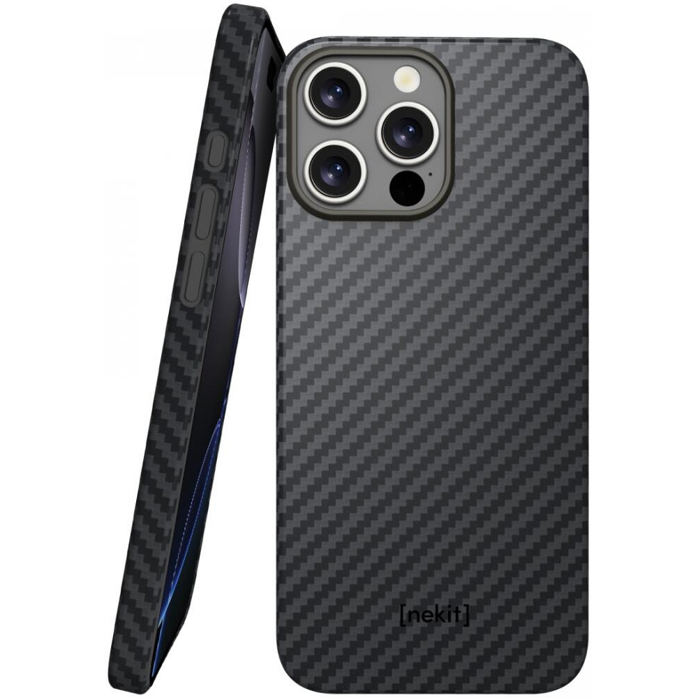 Θήκη Apple iPhone 16 Pro Max - Nekit Fiber Σκληρή με MagSafe Aramid Fiber - 1mm - 1500D Kevlar - Black (8719246451850)
