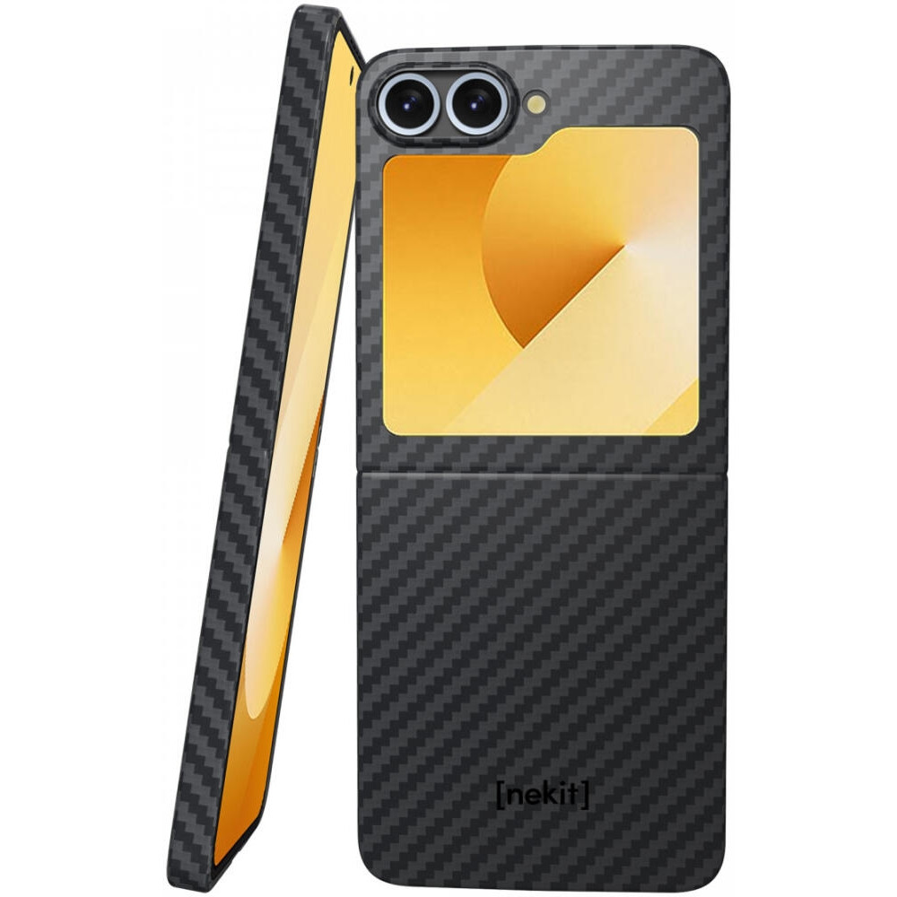 Θήκη Samsung Galaxy Z Flip7 FE / Z Flip6 - Nekit Fiber Σκληρή με MagSafe Aramid Fiber - 1mm - 1500D Kevlar - Black (8719246458606)