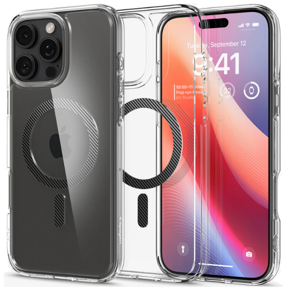 Θήκη Apple iPhone 16 Pro - Spigen Ultra Hybrid MagFit με MagSafe - Carbon Fiber (ACS08131)