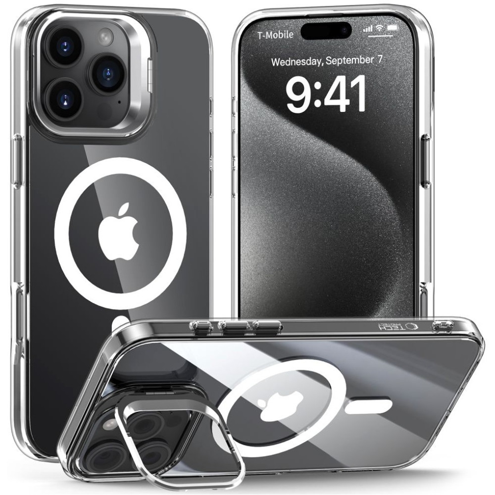 Θήκη Apple iPhone 16 Pro - Tech-Protect MagStand Σκληρή Διάφανη με MagSafe & KickStand - Clear (5906302375844)