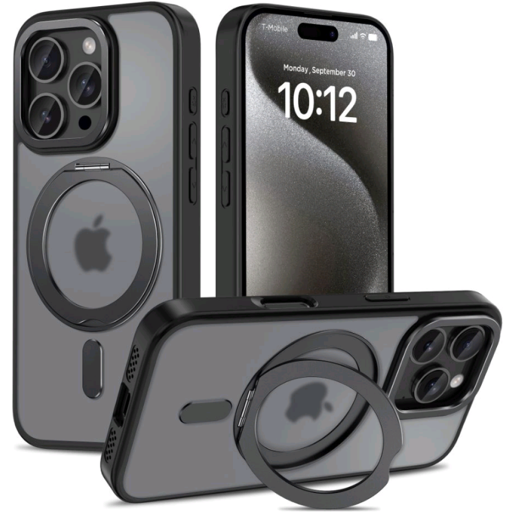Θήκη Apple iPhone 16 Pro Max - Tech-Protect MagRing Σκληρή Ημιδιάφανη με MagSafe & KickStand - Matte Black (5906302311576)