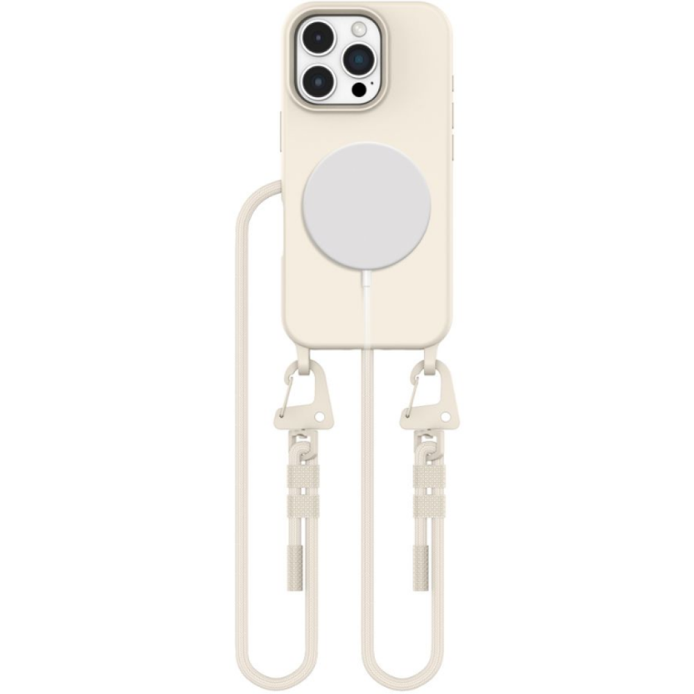 Θήκη Apple iPhone 16 Pro Max - Tech-Protect MagNecklace Σιλικόνης με MagSafe & Αποσπώμενο Λουράκι Λαιμού - Cosmic Latte (5906302311972)