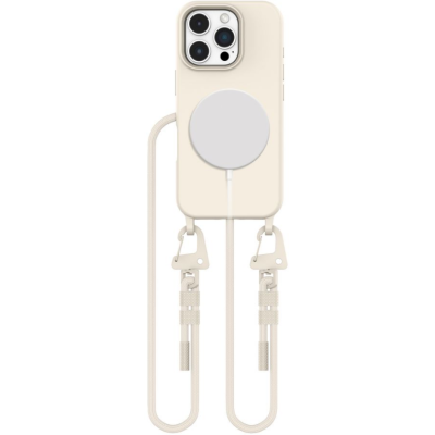 Θήκη Apple iPhone 16 Pro Max - Tech-Protect MagNecklace Σιλικόνης με MagSafe & Αποσπώμενο Λουράκι Λαιμού - Cosmic Latte (5906302311972)