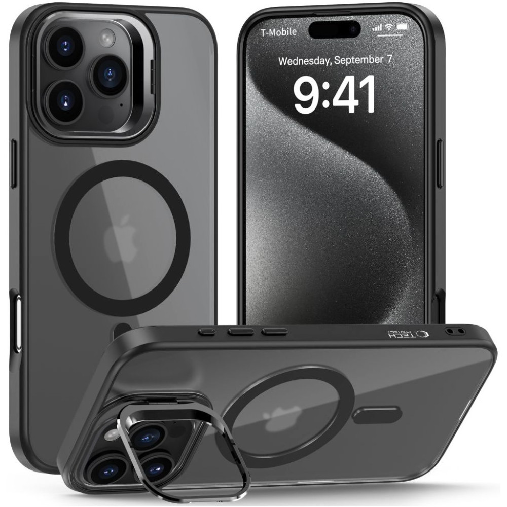 Θήκη Apple iPhone 16 Pro Max - Tech-Protect MagStand Σκληρή Ημιδιάφανη με MagSafe & KickStand - Matte Black (5906302311330)