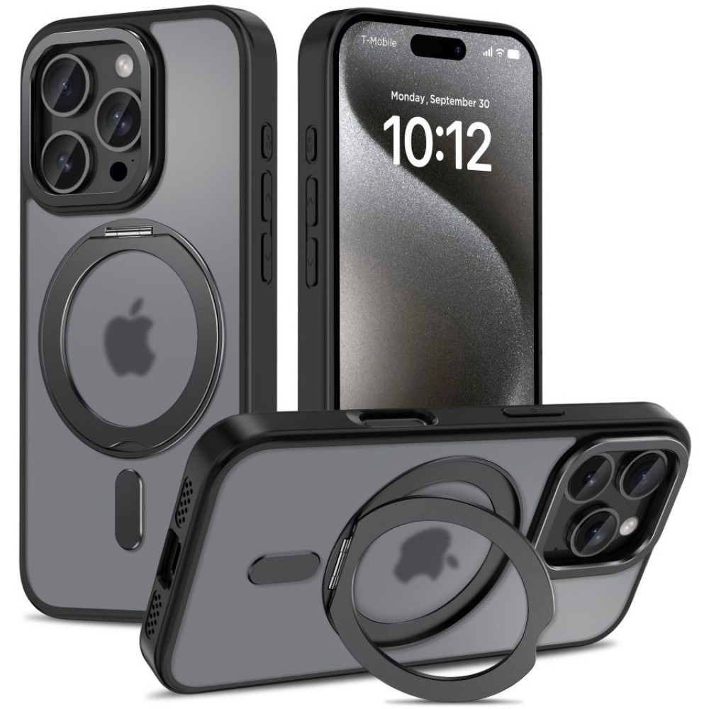 Θήκη Apple iPhone 16 Pro - Tech-Protect MagRing Σκληρή Ημιδιάφανη με MagSafe & KickStand - Matte Black (5906302311569)
