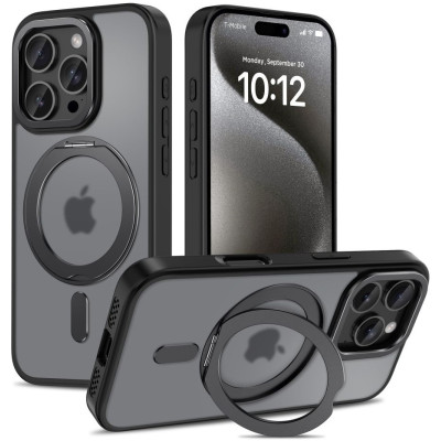 Θήκη Apple iPhone 16 Pro - Tech-Protect MagRing Σκληρή Ημιδιάφανη με MagSafe & KickStand - Matte Black (5906302311569)