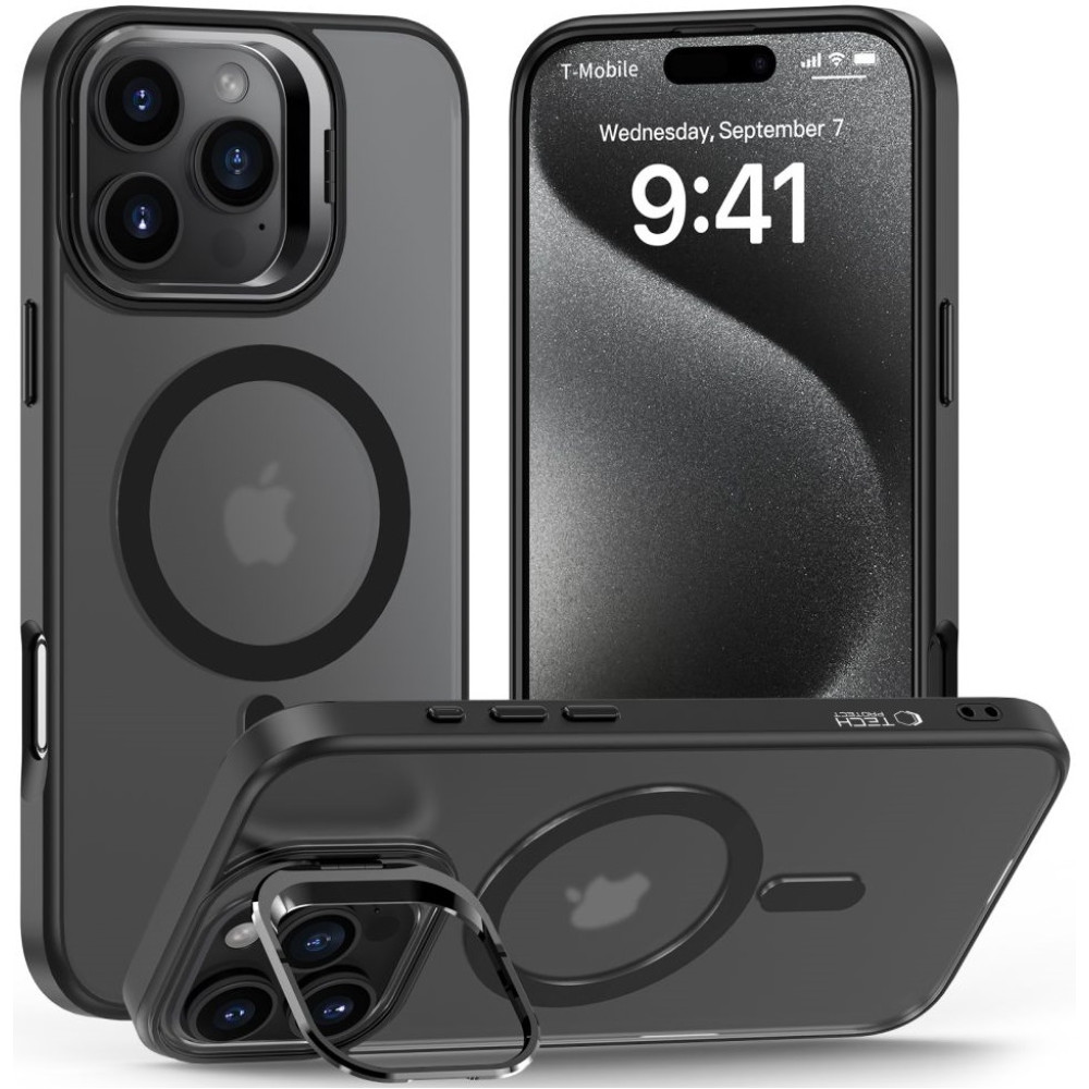 Θήκη Apple iPhone 16 Pro - Tech-Protect MagStand Σκληρή Ημιδιάφανη με MagSafe & KickStand - Matte Black (5906302311323)