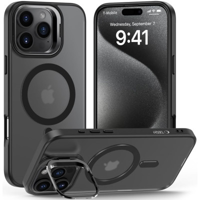 Θήκη Apple iPhone 16 Pro - Tech-Protect MagStand Σκληρή Ημιδιάφανη με MagSafe & KickStand - Matte Black (5906302311323)