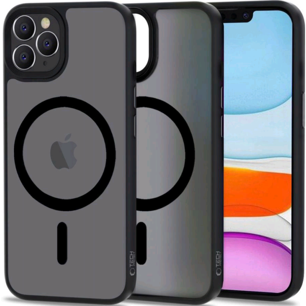 Θήκη Apple iPhone 11 Pro Max - Tech-Protect MagMat Σκληρή Ημιδιάφανη με MagSafe - Matte Black (9490713930687)
