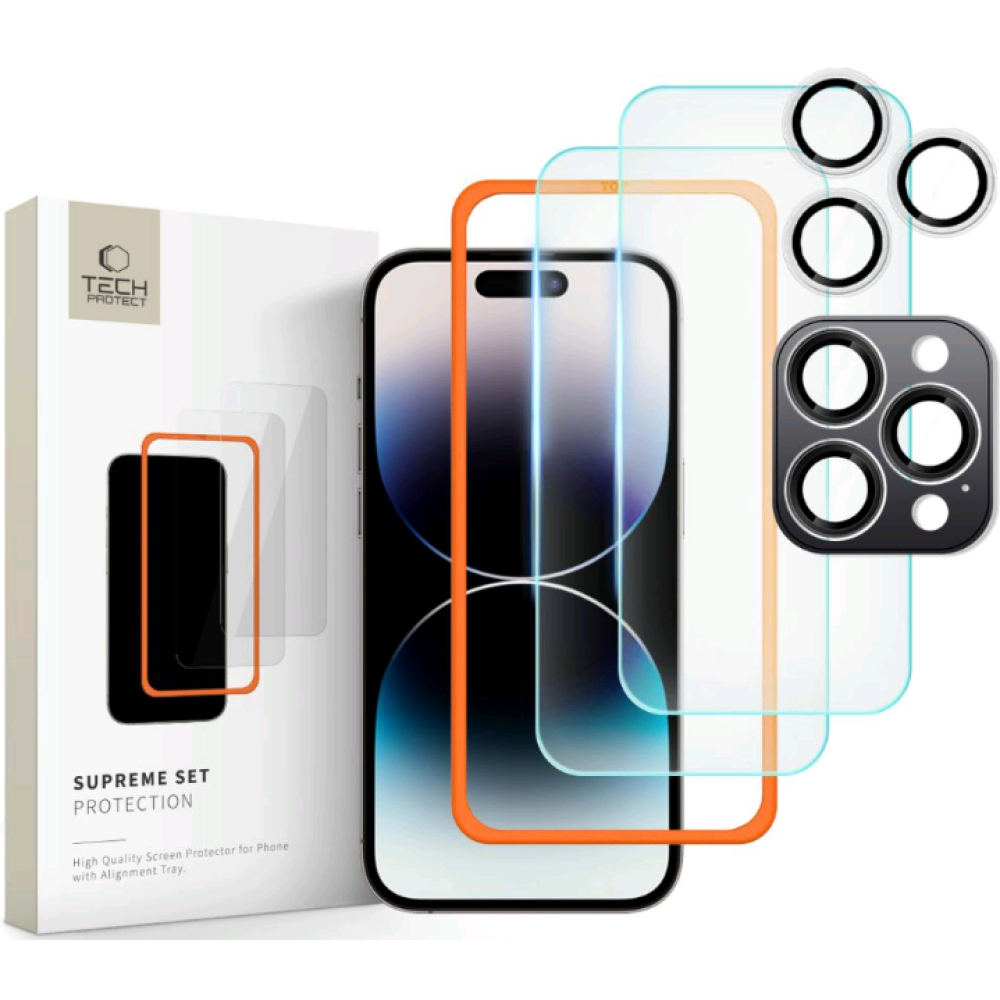 Αντιχαρακτικό Γυαλί Προστασίας Apple iPhone 16 Pro Max - Tech-Protect Supreme Set με 2 x Tempered Glass Οθόνης και 1 x Κάμερας - Clear (5906302310937)