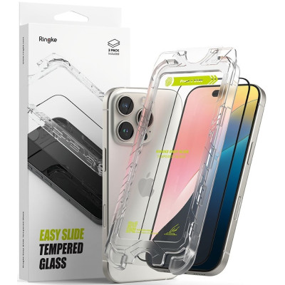 Αντιχαρακτικό Γυαλί Προστασίας Apple iPhone 16 Pro Max - Ringke Easy Slide Tempered Glass FullFace Οθόνης - 2 Τεμάχια - Black (8809961789717)