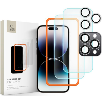Αντιχαρακτικό Γυαλί Προστασίας Apple iPhone 16 Pro - Tech-Protect Supreme Set με 2 x Tempered Glass Οθόνης και 1 x Κάμερας - Clear (5906302310920)