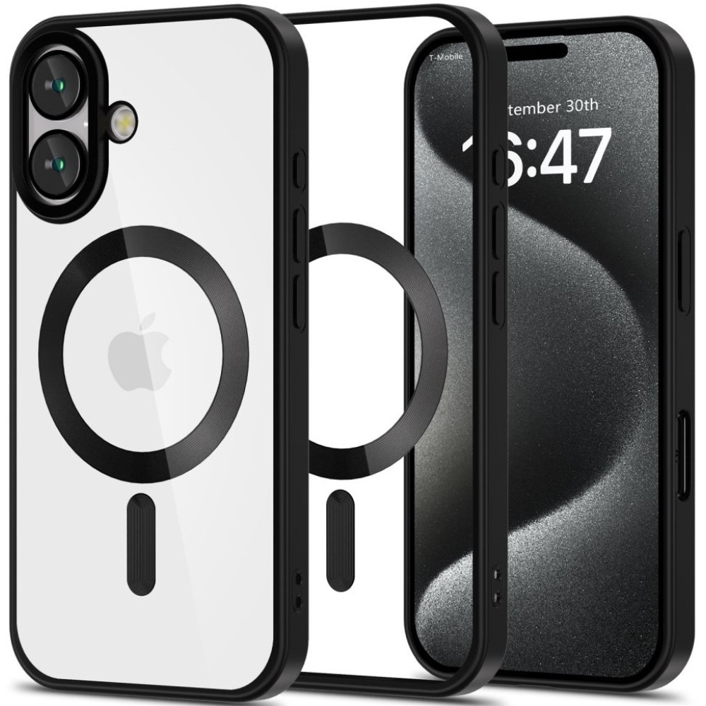 Θήκη Apple iPhone 16 - Tech-Protect MagFlex Διάφανη Σιλικόνης με MagSafe - Satin Black (5906302312108)