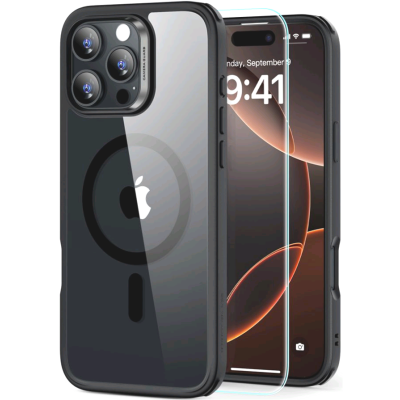 Θήκη & Αντιχαρακτικό Γυαλί Προστασίας Apple iPhone 16 Pro Max - ESR Classic Hybrid HaloLock Σετ Ανθεκτική με MagSafe & Tempered Glass Οθόνης - Clear / Black (4894240243589)