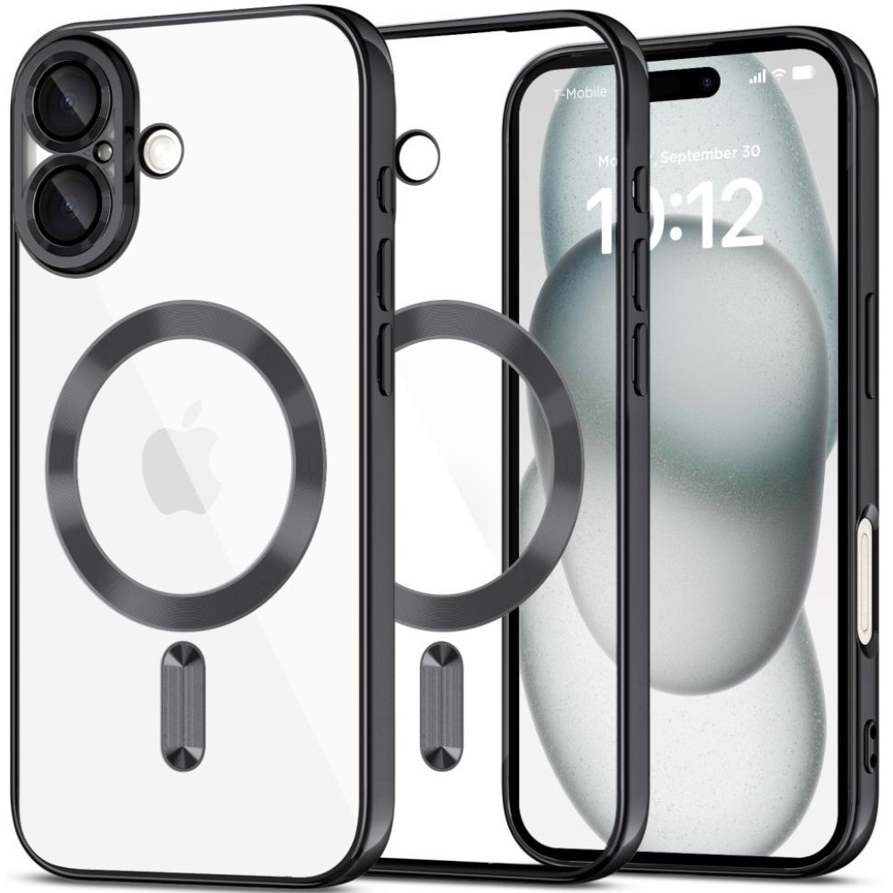 Θήκη Apple iPhone 16 - Tech-Protect MagFlex Διάφανη Σιλικόνης με MagSafe - Shiny Black (5906302311347)