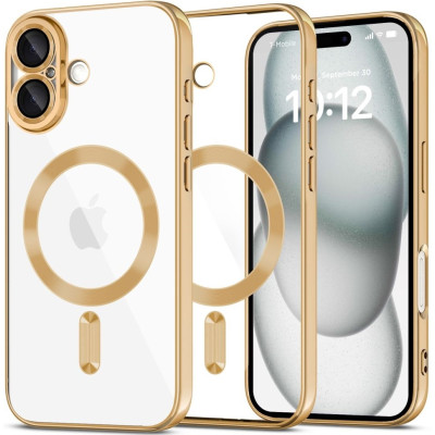 Θήκη Apple iPhone 16 - Tech-Protect MagFlex Διάφανη Σιλικόνης με MagSafe - Shiny Gold (5906302311385)
