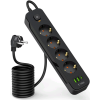 Tech-Protect PCL4X3 Multi Plug Power Strip Long - Πολύπριζο με 4 x Υποδοχές AC 240V με Διακόπτη & Καλώδιο 200cm - 2 x USB-A / 1 x Type-C - 2.1A - Black (5906302310593)
