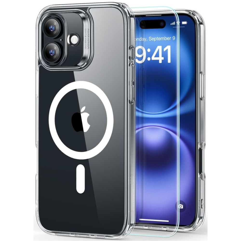 Θήκη & Αντιχαρακτικό Γυαλί Προστασίας Apple iPhone 16 - ESR Classic Hybrid HaloLock Σετ Ανθεκτική με MagSafe & Tempered Glass Οθόνης - Clear (4894240242964)