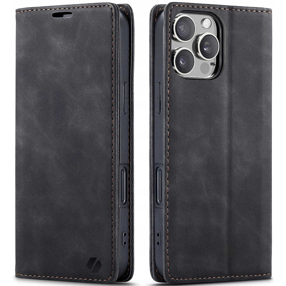 Θήκη Apple iPhone 16 Pro Max - Spacecase Wallet Πορτοφόλι - Black (5905719111441)