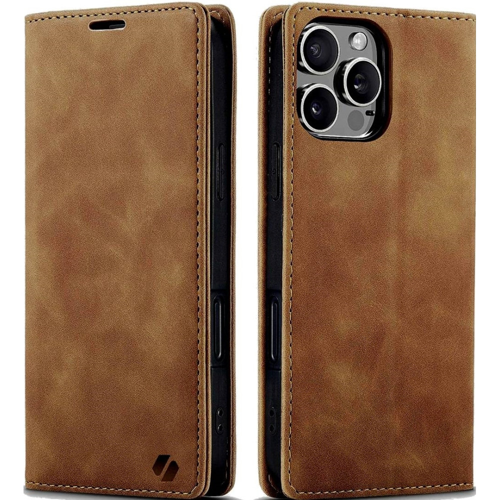 Θήκη Apple iPhone 16 Pro Max - Spacecase Wallet Πορτοφόλι - Light Brown (5905719111465)