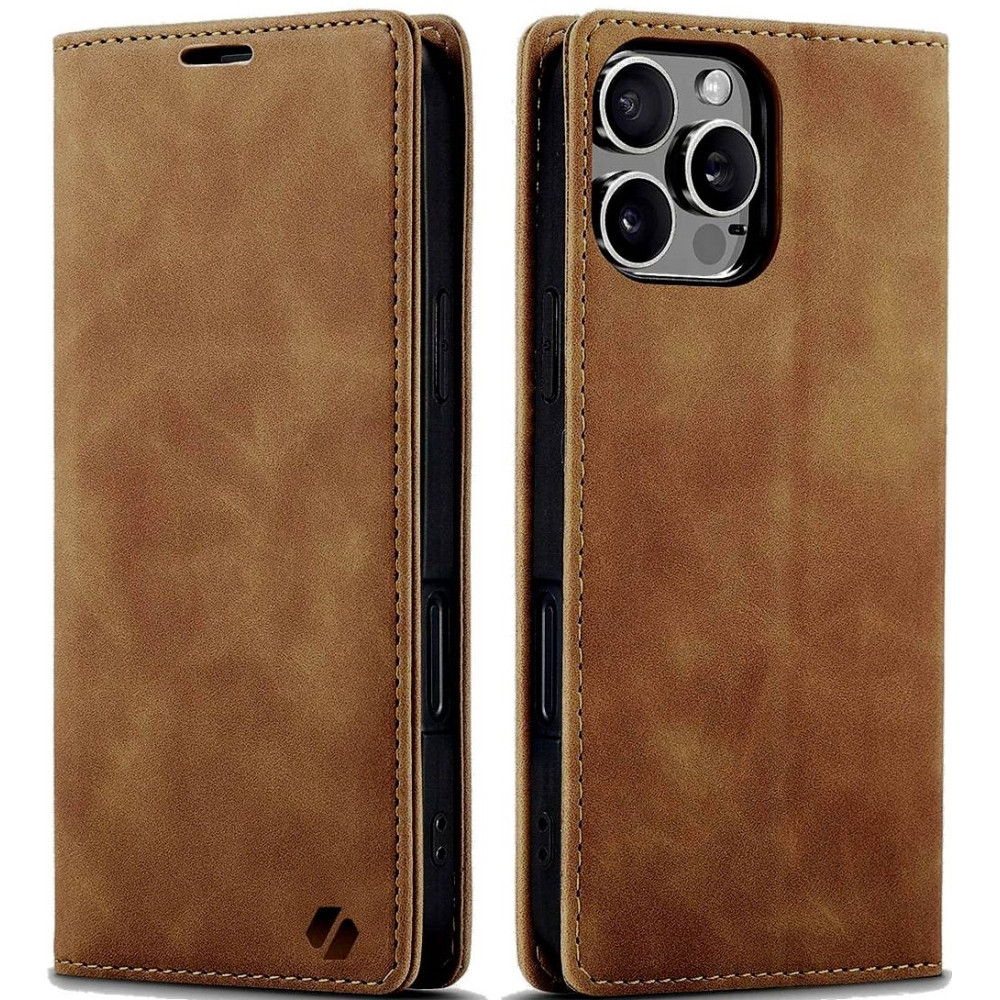 Θήκη Apple iPhone 16 Pro - Spacecase Wallet Πορτοφόλι - Light Brown (5905719111427)