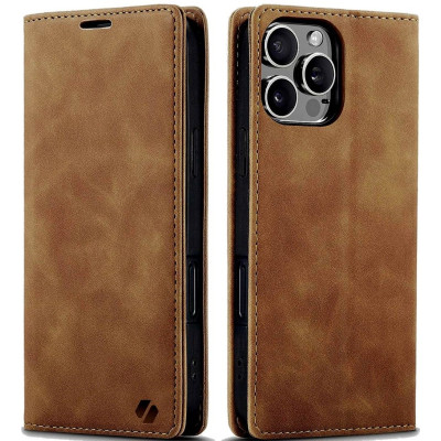 Θήκη Apple iPhone 16 Pro - Spacecase Wallet Πορτοφόλι - Light Brown (5905719111427)