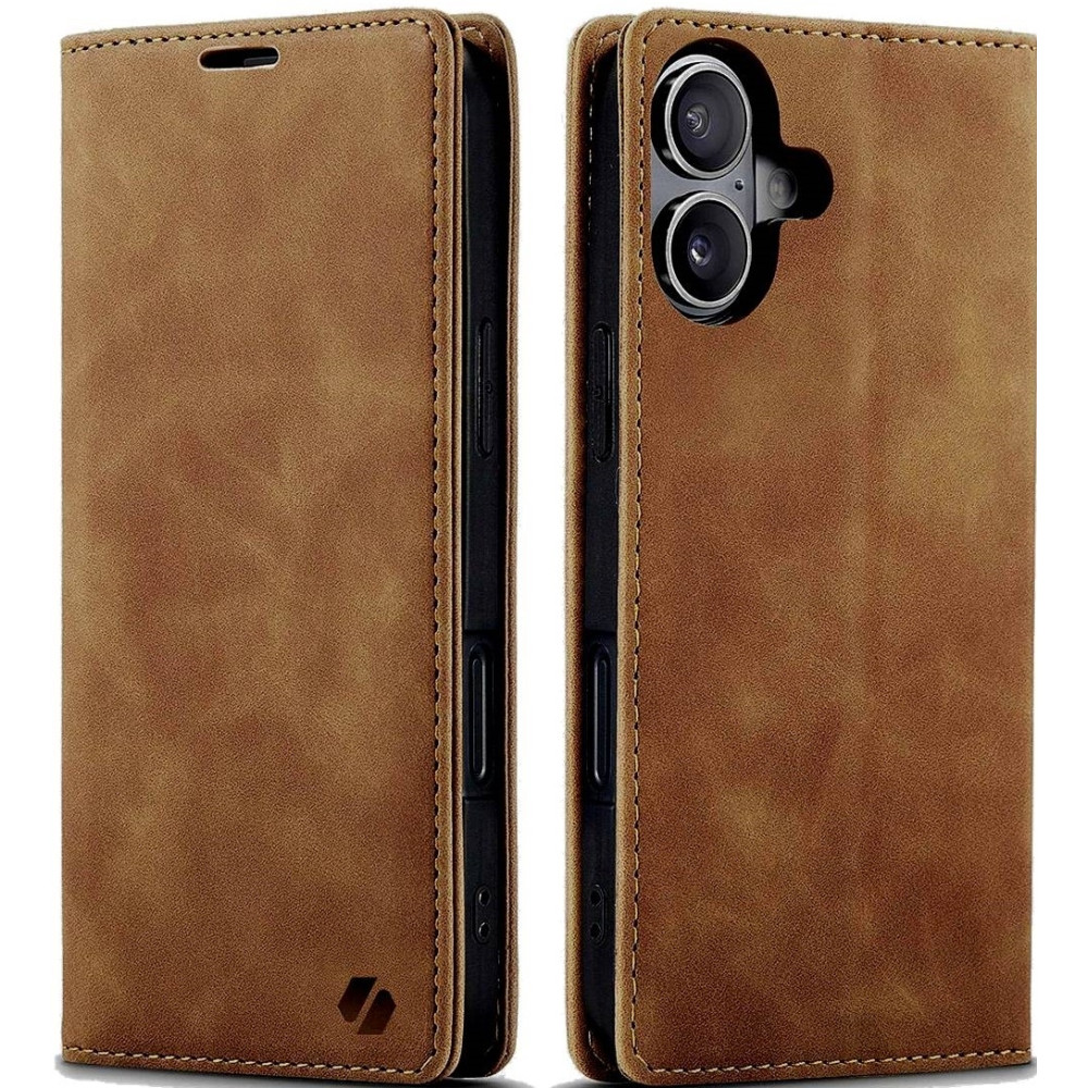 Θήκη Apple iPhone 16 - Spacecase Wallet Πορτοφόλι - Light Brown (5905719111366)