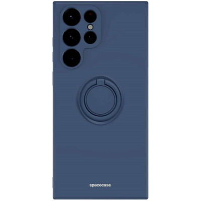 Θήκη Samsung Galaxy S22 Ultra 5G - Spacecase Silicone Ring Σιλικόνης με Μεταλλικό Μαγνητικό Ring Holder - Blue (5905719014223)