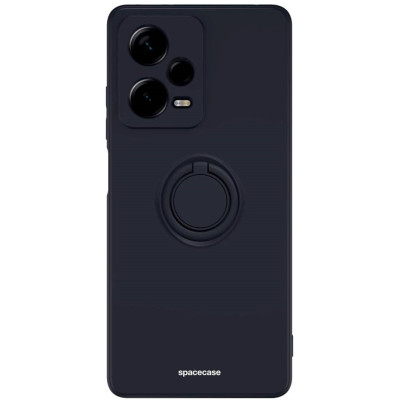 Θήκη Xiaomi Redmi Note 12 Pro 5G - Spacecase Silicone Ring Σιλικόνης με Μεταλλικό Μαγνητικό Ring Holder - Black (5905719038656)