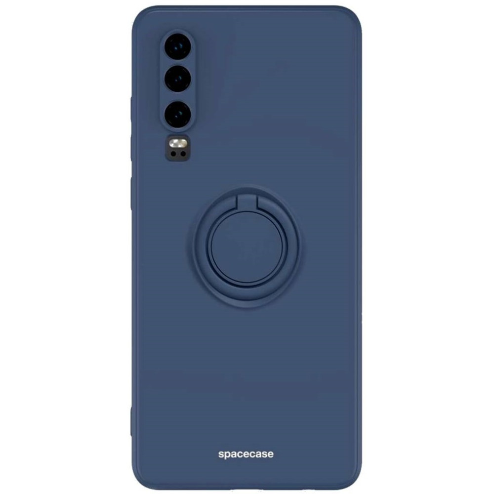 Θήκη Huawei P30 - Spacecase Silicone Ring Σιλικόνης με Μεταλλικό Μαγνητικό Ring Holder - Blue (5905719014582)