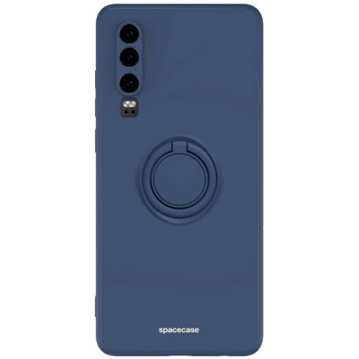 Θήκη Huawei P30 - Spacecase Silicone Ring Σιλικόνης με Μεταλλικό Μαγνητικό Ring Holder - Blue (5905719014582)