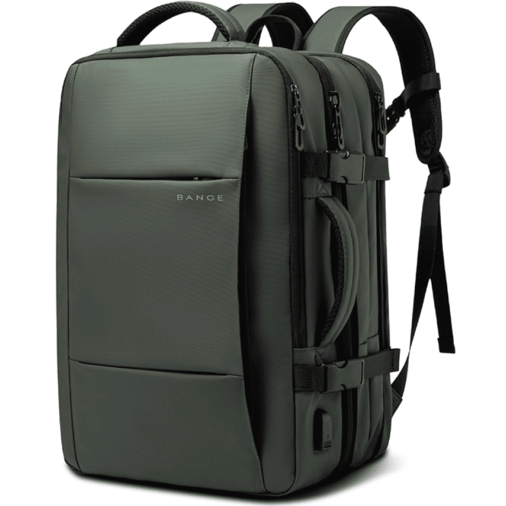 Bange 1908 Business Travel Backpack - Ανθεκτικό Επεκτάσιμο Σακίδιο / Τσάντα Πλάτης & Μεταφοράς Laptop έως 17.3" - 26L έως 45L - Green