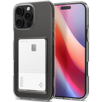 Θήκη Apple iPhone 16 Pro Max - Spigen Crystal Slot Σιλικόνης με Υποδοχή για Κάρτα - Crystal Clear (ACS08011)
