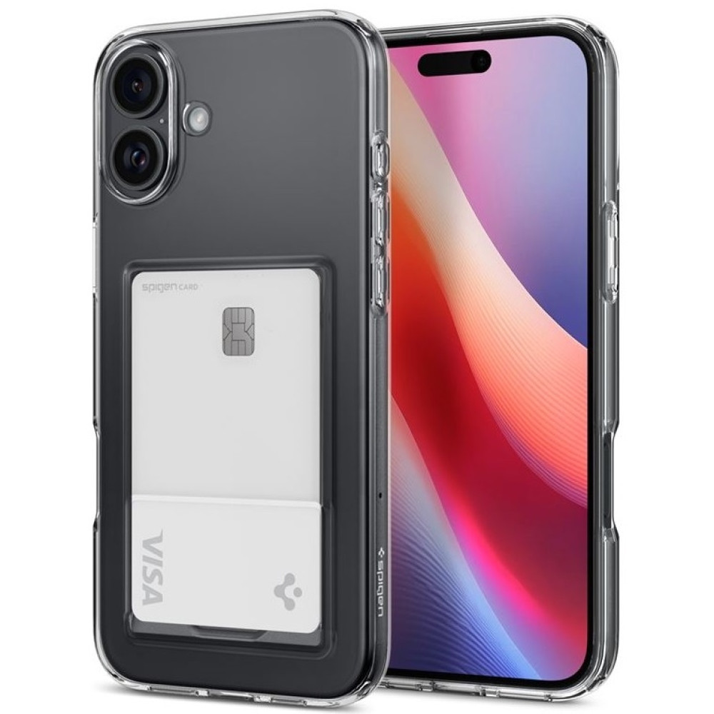 Θήκη Apple iPhone 16 - Spigen Crystal Slot Σιλικόνης με Υποδοχή για Κάρτα - Crystal Clear (ACS08213)