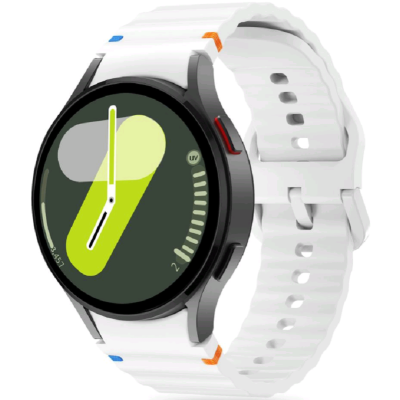 Tech-Protect Silicone Sport - Λουράκι Σιλικόνης Samsung Galaxy Watch FE / 7 / 6 / Classic 6 / 5 / 5 Pro / 4 / Classic 4 (47/46/45/44/43/42/40mm) - White (5906302313396)
