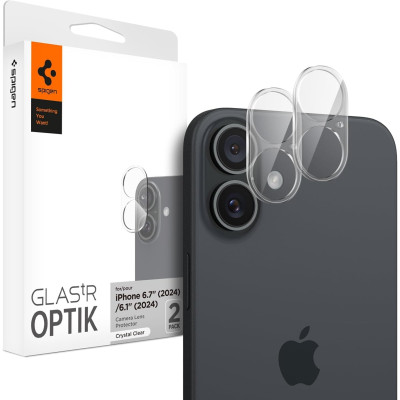 Αντιχαρακτικό Γυαλί Προστασίας Apple iPhone 16 / 16 Plus - Spigen GLAS.tR OPTIK Camera Lens Protector για Φακό Κάμερας - 2 Τεμάχια - Crystal Clear (AGL07923)