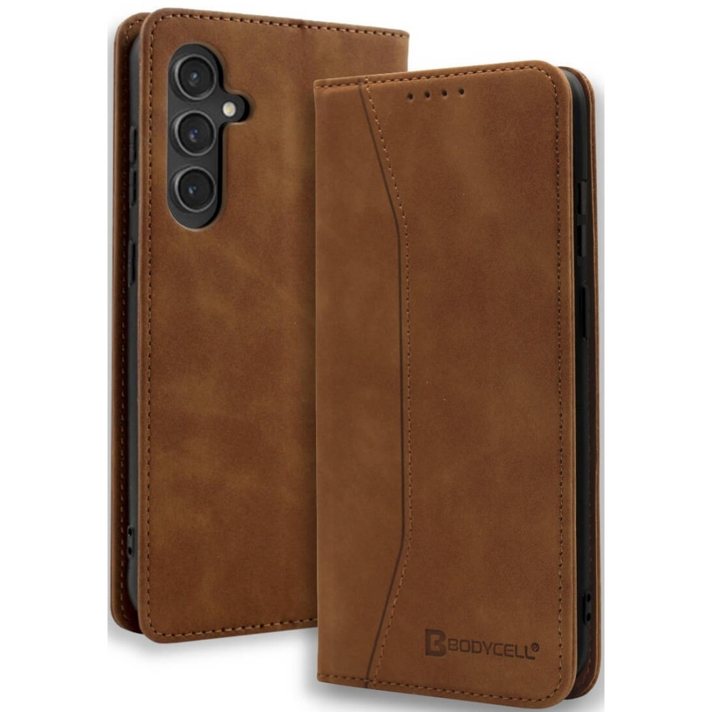 Θήκη Samsung Galaxy S24 FE - Bodycell Book Case Πορτοφόλι - Brown (5206015079559)