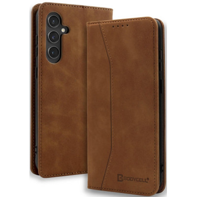 Θήκη Samsung Galaxy S24 FE - Bodycell Book Case Πορτοφόλι - Brown (5206015079559)