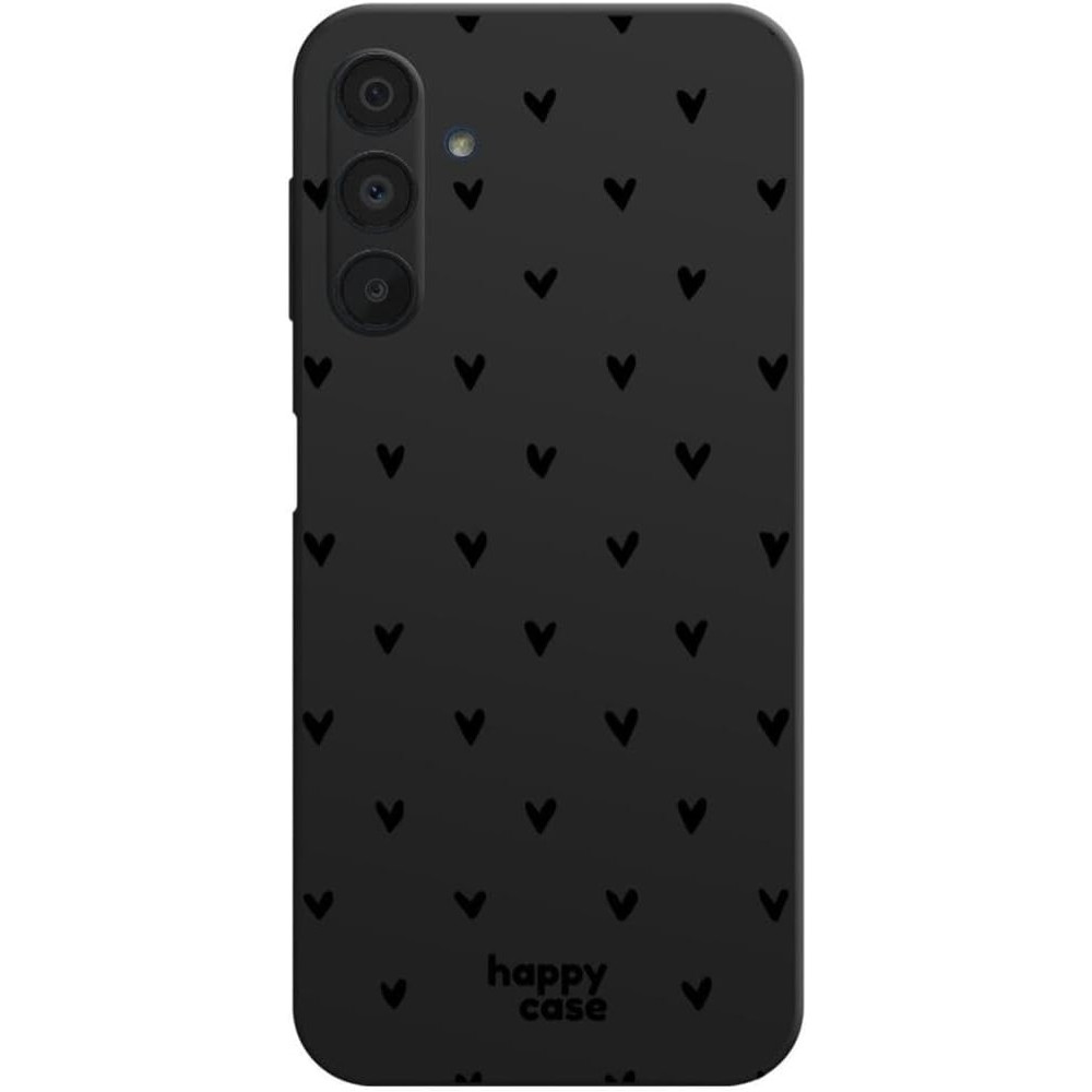 Θήκη Samsung Galaxy A15 - HappyCase Σιλικόνης - Hearts Black Print (8719246446542)
