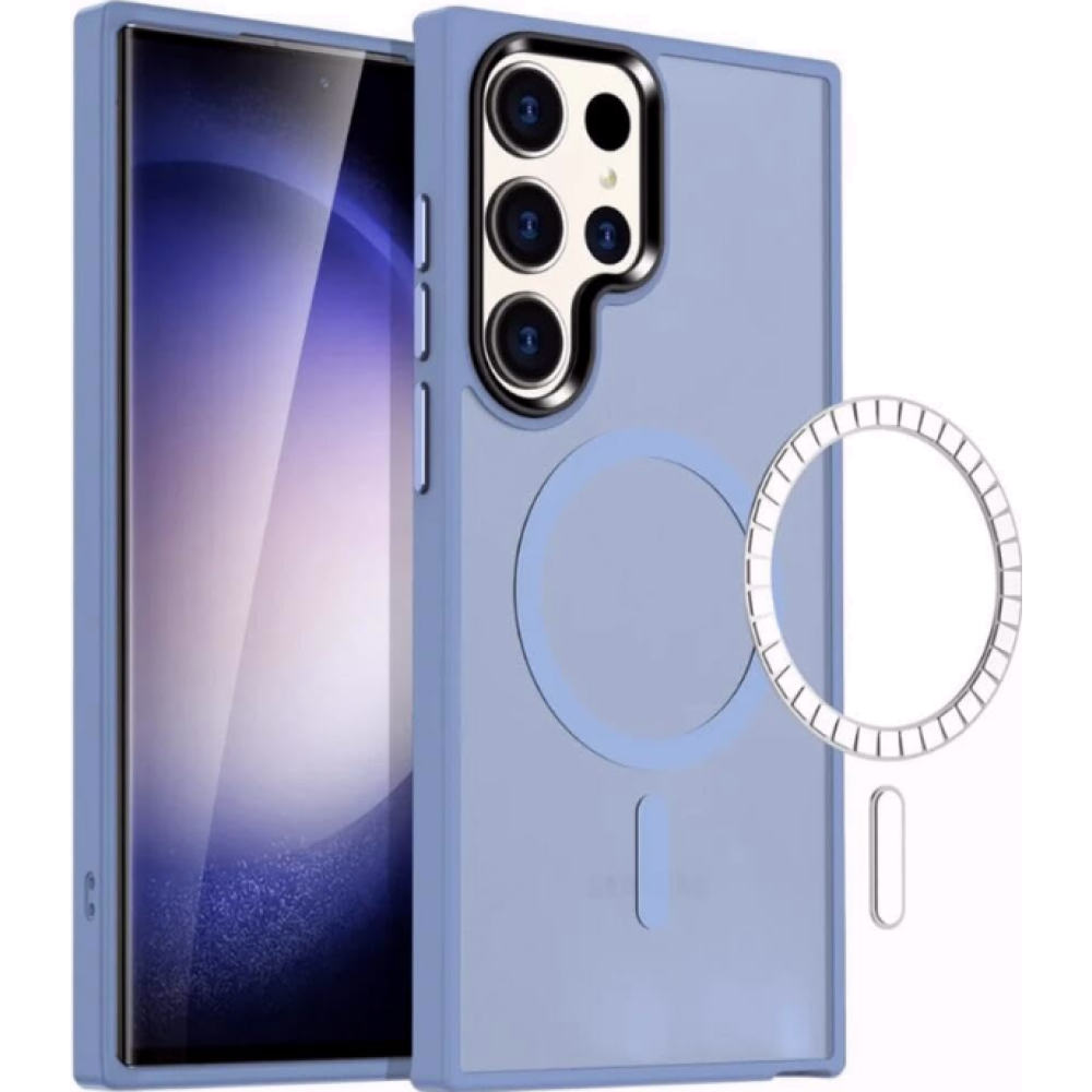 Θήκη Samsung Galaxy S24 Ultra - HappyCase Ημιδιάφανη Σκληρή με MagSafe - Matte Blue (8719246436307)