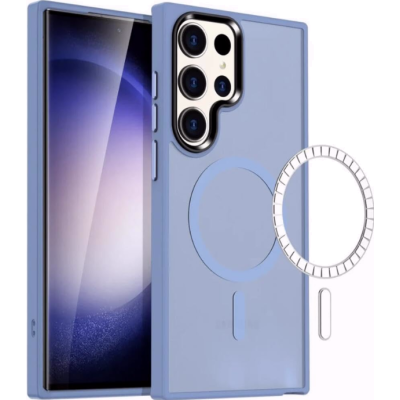 Θήκη Samsung Galaxy S24 Ultra - HappyCase Ημιδιάφανη Σκληρή με MagSafe - Matte Blue (8719246436307)