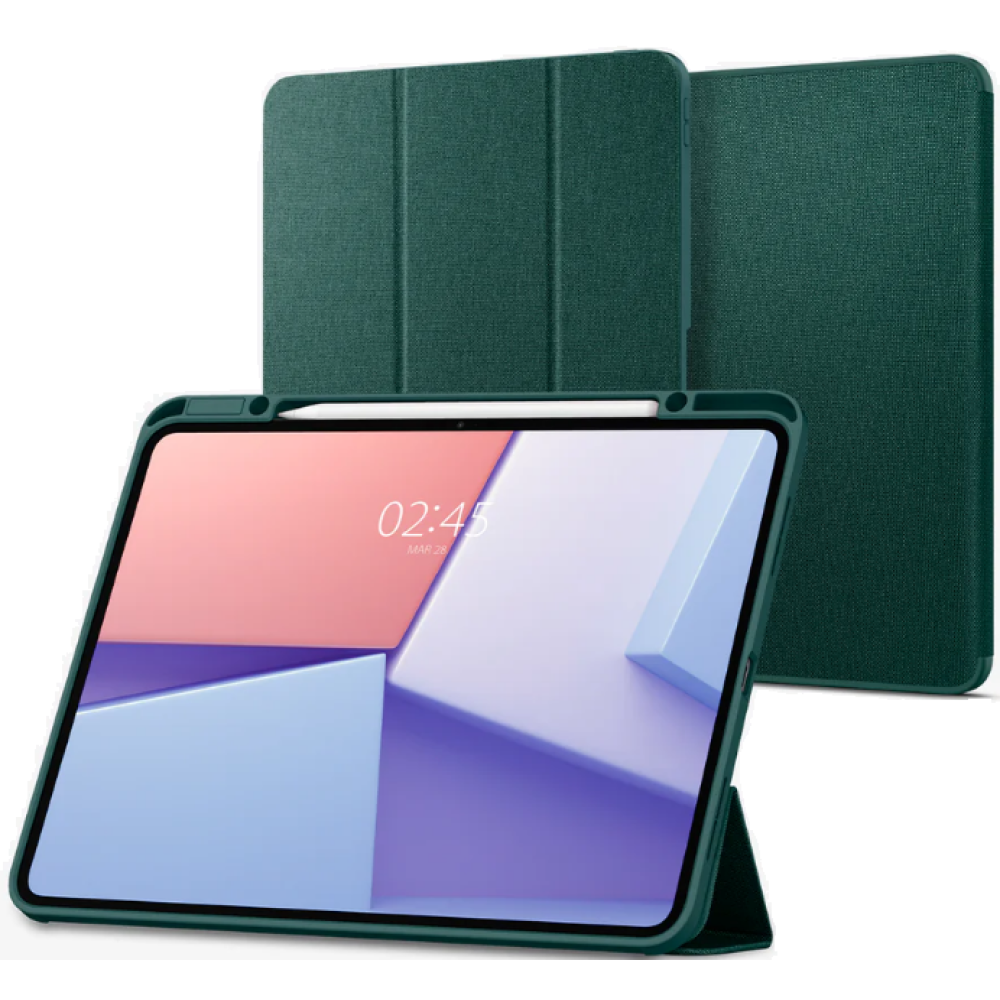 Θήκη Apple iPad Pro 13" 2025 / 2024 - Spigen Urban Fit Σκληρή Flip Υφασμάτινη με Υποδοχή για Apple Pencil - Midnight Green (ACS07763)