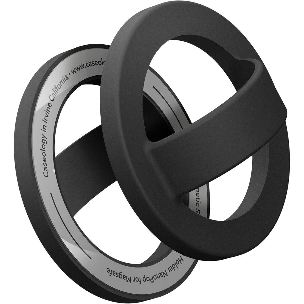 Caseology Nano Pop Silicone MagSafe Holder - Μαγνητικό MagSafe Στήριγμα Δακτύλου / Finger Grip / Holder Σιλικόνης για iPhone - Black Sesame (AFA07060)
