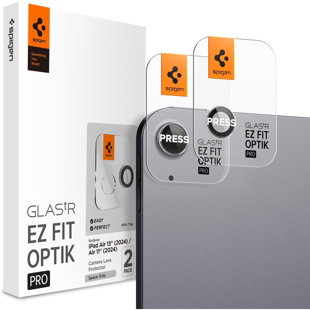 Αντιχαρακτικό Γυαλί Προστασίας Apple iPad Air 13" 2025 / 2024 / Air 7 2025 11" / Air 6 2024 11" - Spigen GLAS.tR EZ Fit OPTIK Pro Camera Lens Protector για Φακό Κάμερας - 2 Τεμάχια - Space Gray (AGL07801)