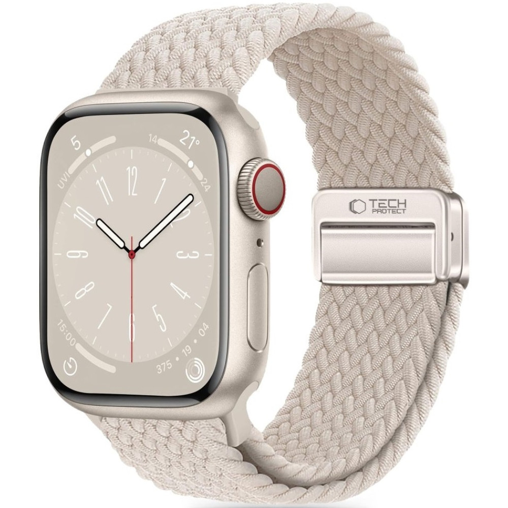 Λουράκι Apple Watch SE/11/10/9/8/7/6/5/4 (42/41/40mm) - Tech-Protect NylonMag Ελαστικό - Natural Titanium (5906302312849)
