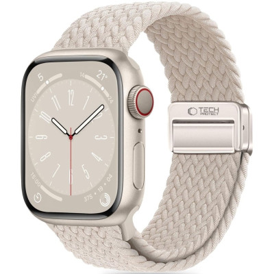 Λουράκι Apple Watch SE/11/10/9/8/7/6/5/4 (42/41/40mm) - Tech-Protect NylonMag Ελαστικό - Natural Titanium (5906302312849)