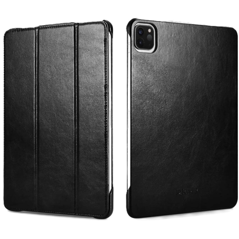 Θήκη Apple iPad Air 7 2025 11" / Air 6 2024 11" / Air 5 2022 10.9" / Air 4 2020 10.9" / Pro 11" 2022 / 2021 / 2020 / 2018 - iCarer Genuine Leather Case Σκληρή Δερμάτινη - Black (RID720-BK)