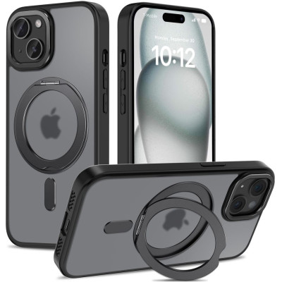 Θήκη Apple iPhone 15 - Tech-Protect MagRing Σκληρή Ημιδιάφανη με MagSafe & KickStand - Matte Black (5906302312535)