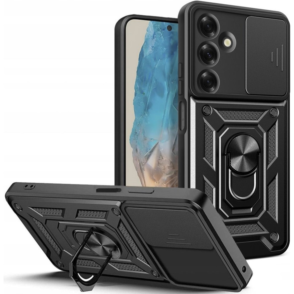 Θήκη Samsung Galaxy M35 - Tech-Protect Camshield Pro Ανθεκτική με Κάλυμμα για την Κάμερα & Μεταλλικό Ring Holder - Black (5906302310340)