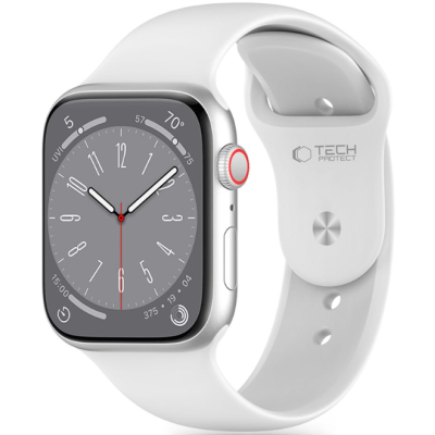 Λουράκι Apple Watch SE/10/9/8/7/6/5/4 (42/41/40mm) - Tech-Protect Silicone Σιλικόνης - White (5906302310111)